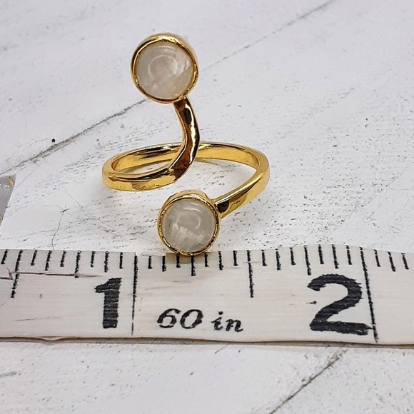 Blue fire moonstone double ring - Picture 6 of 7